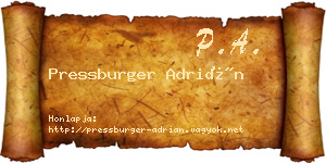 Pressburger Adrián névjegykártya